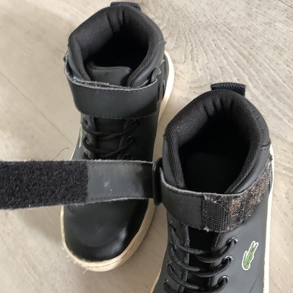 Lacoste Explorateur Classic High Top Black Leather Lace Up Sneakers Shoes sz 12‎ - Picture 4 of 10